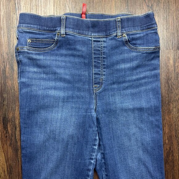 SPANX Flare High Rise Pull On Jeans Medium Wash Women’s Size Large - Picture 3 of 10